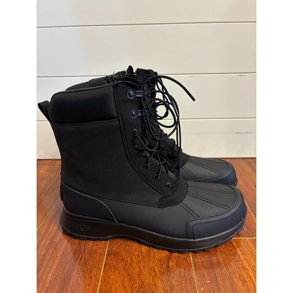 UGG Men's Emmett Duck Boots in black leather Size 11 Waterproof Hiking NWOB